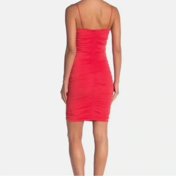 NWT NEW Love By Design Size XS Nordstrom Ruched Bodycon Mini Dress Hibiscus Pink - Picture 2 of 6